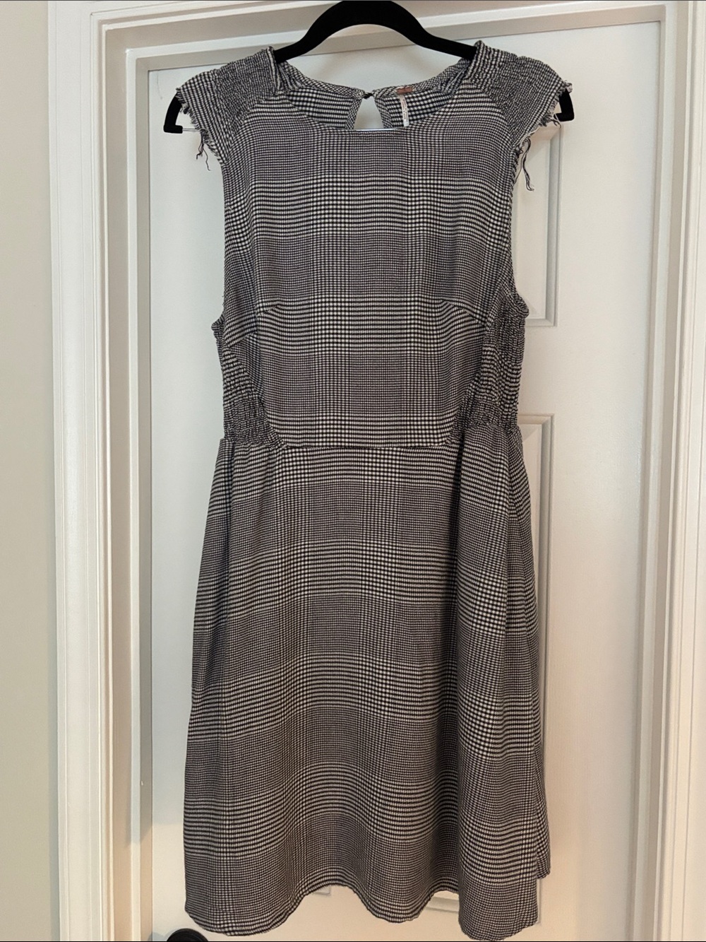 Free People Black & White Plaid Fit-and-Flare Dress - Size Medium
